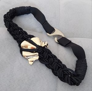 Vintage 80's Black Braided Rope/ Gold Belt